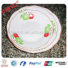 Linyi barata de corte de porcelana borde blanco platos platos redondos con tres patrón de flores y borde de plata